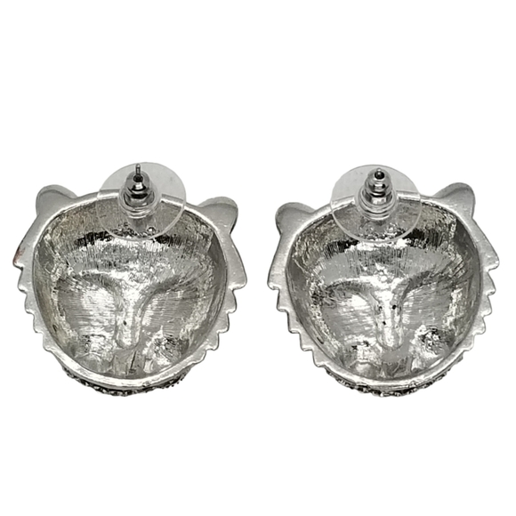 PARIS COLLECTION NWT RHINESTONE WHITE TIGER STATEMENT EARRINGS - Picture 5 of 6